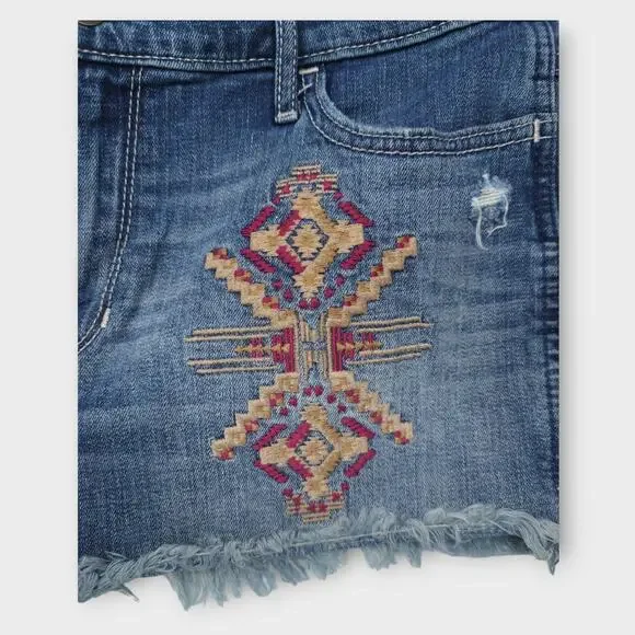 Womens Hollister Short-Short High Rise Raw Hem Blue Jean Shorts Size 11 W30 - Picture 2 of 5